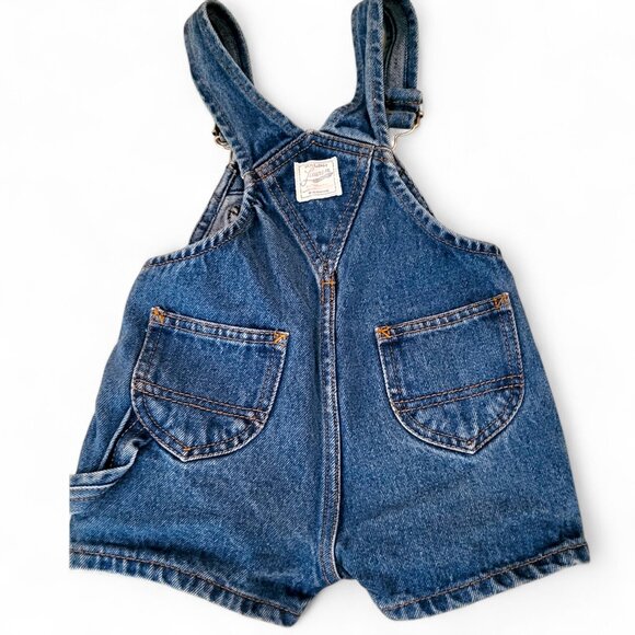 Vintage Ralph Lauren Baby Denim Bib Overalls 3–6M | Med Wash, Adj Straps & Snaps - Picture 4 of 12